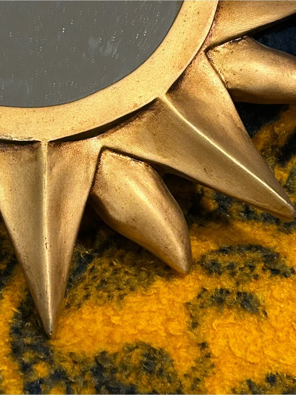 VTG 90s Celestial Gold Sun Accent Mirror Whimsigoth Boho MCM Sunburst Wall Decor